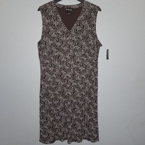 Style and co women's sleeveless dress size 3X brown and cream floral
